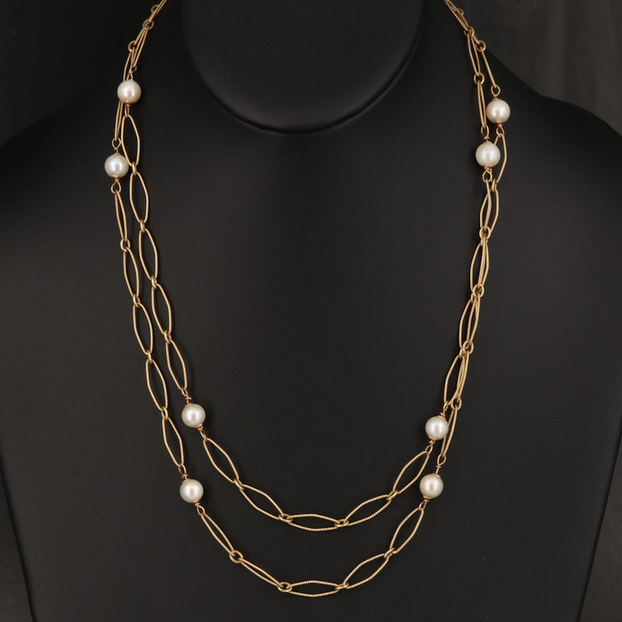 18K Pearl Station Necklace