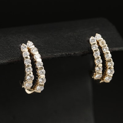 14K 1.25 CTW Diamond J Hoop Earrings