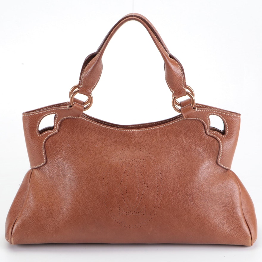 Cartier Marcello de Cartier Handbag in Dark Tan Calfskin Leather