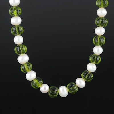 Pearl and Glass Necklace with Sterling Clasp