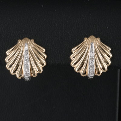 14K 0.08 CTW Diamond Scalloped Shell Earrings