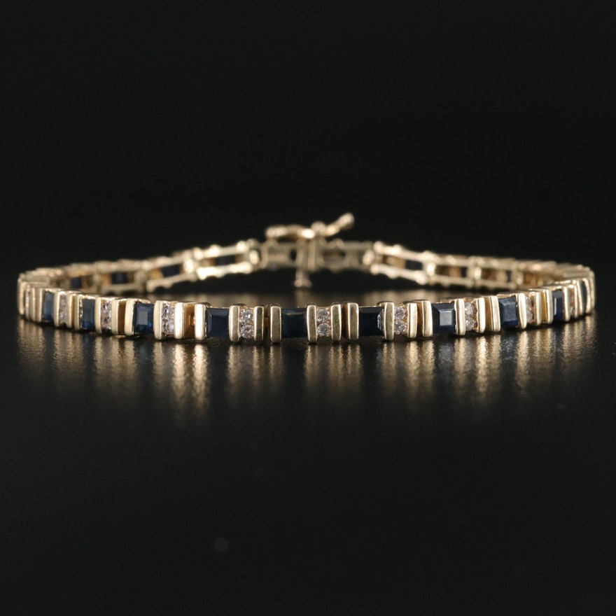 14K 0.50 CTW Diamond and Sapphire Bracelet