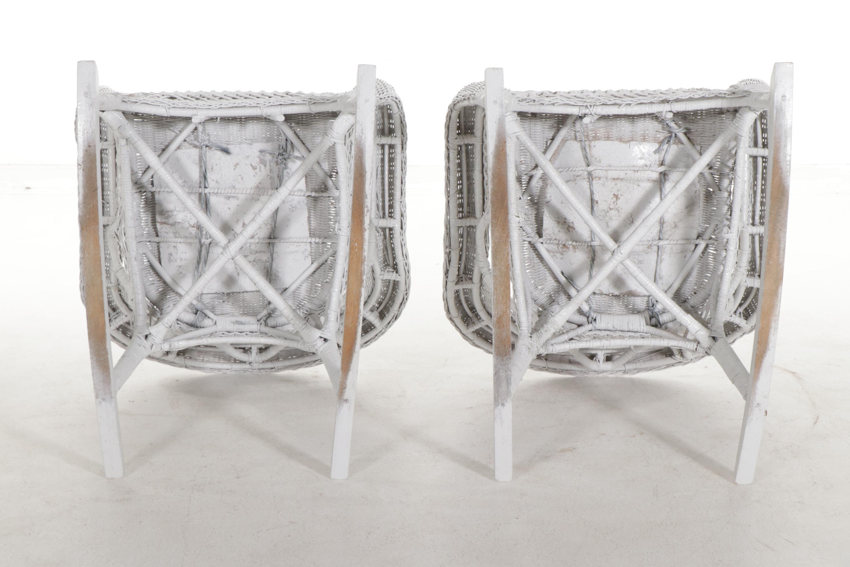 Wicker Rocking Chairs with Table and Magazine Rack, Mid20th Century EBTH