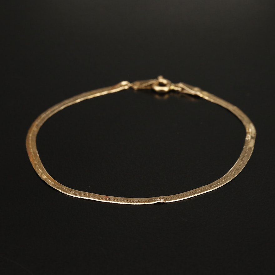 Italian 14K Herringbone Chain Bracelet