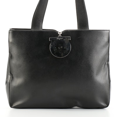 Salvatore Ferragamo Tote Bag in Black Saffiano Leather