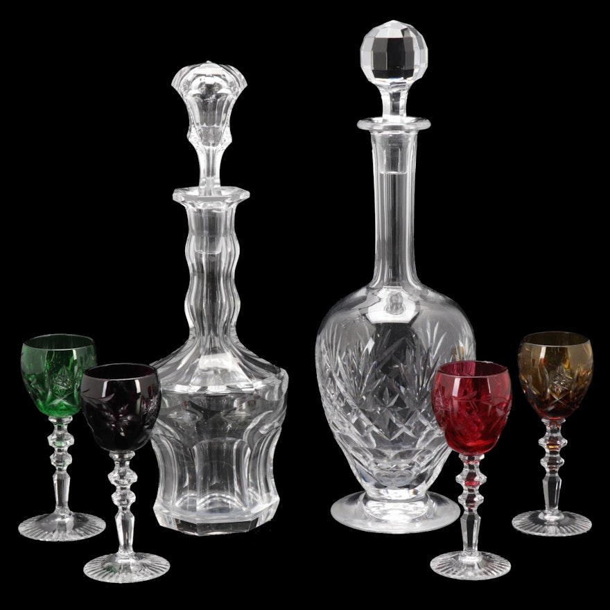 Crystal Cordial Decanter with Baccarat Stopper with Other Decanter and Glasses