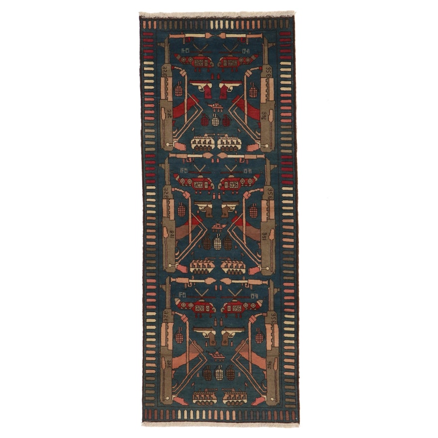 3' x 7'11 Hand-Knotted Afghan War Rug Carpet Runner