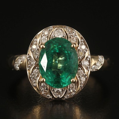 14K 2.50 CT Emerald and Diamond Ring