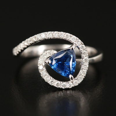 14K Sapphire and Diamond Swirl Ring