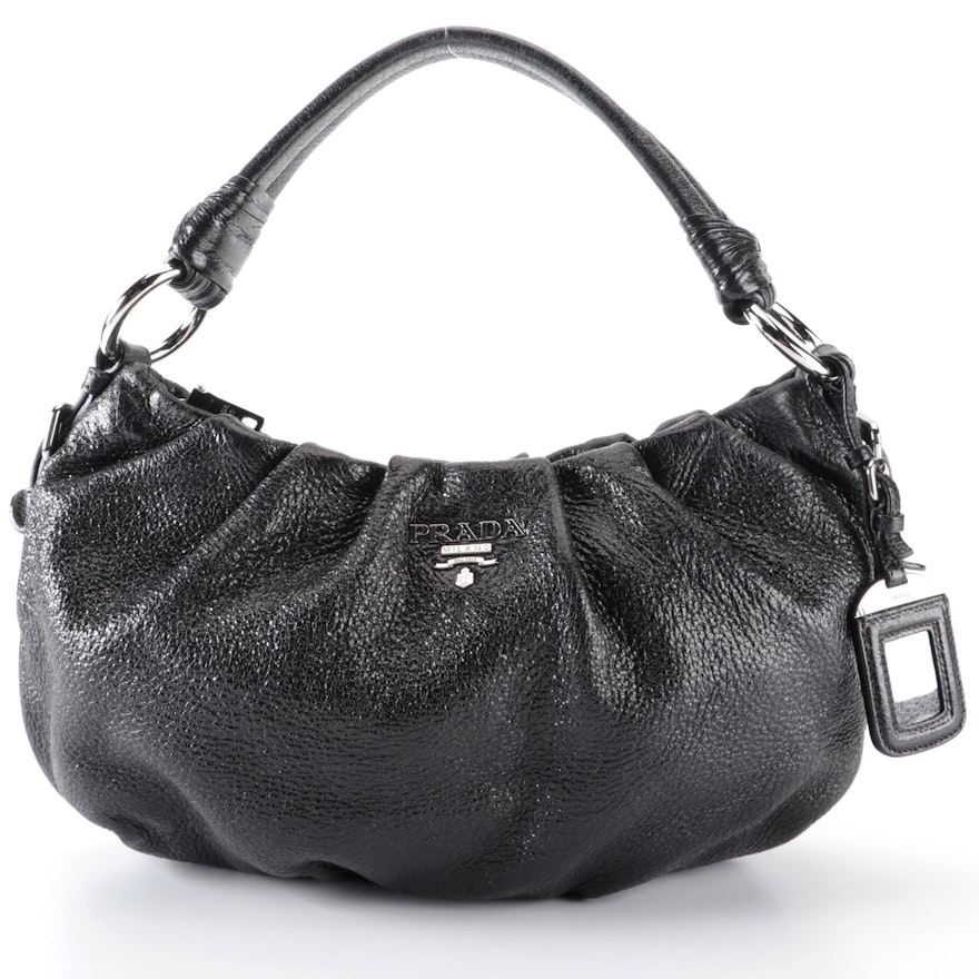 Prada Shoulder Bag in Black Cervo Lux Leather
