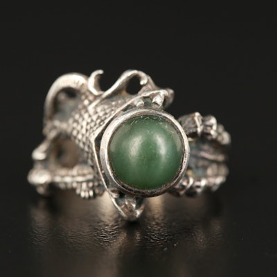 Sterling Nephrite Claw Ring