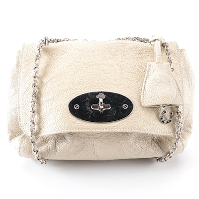 Mulberry Lily Small Shoulder Bag in Crinkled Leather with Interwoven Chain Strap
