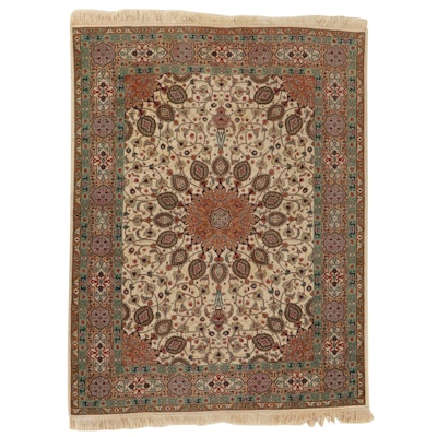 4'10 x 6'8 Hand-Knotted Indo-Persian "Ardabil Carpet" Style Area Rug