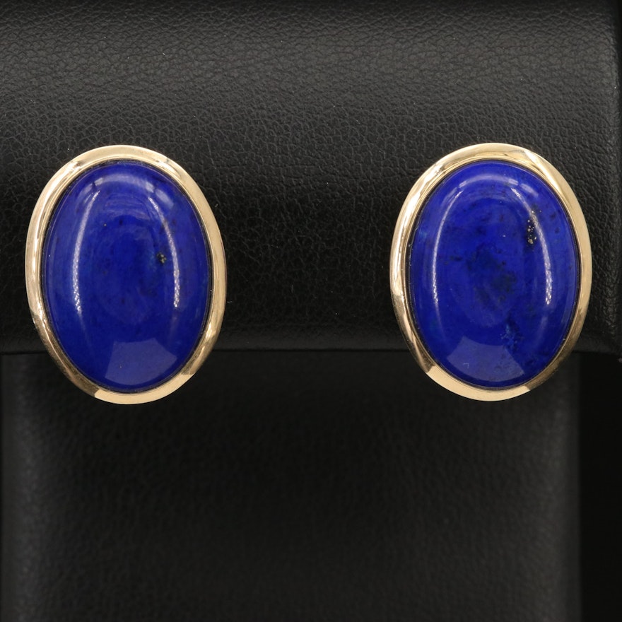 14K Lapis Lazuli Button Earrings