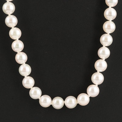 Blue Lagoon by Mikimoto Pearl Necklace with 14K Clasp and Pouch