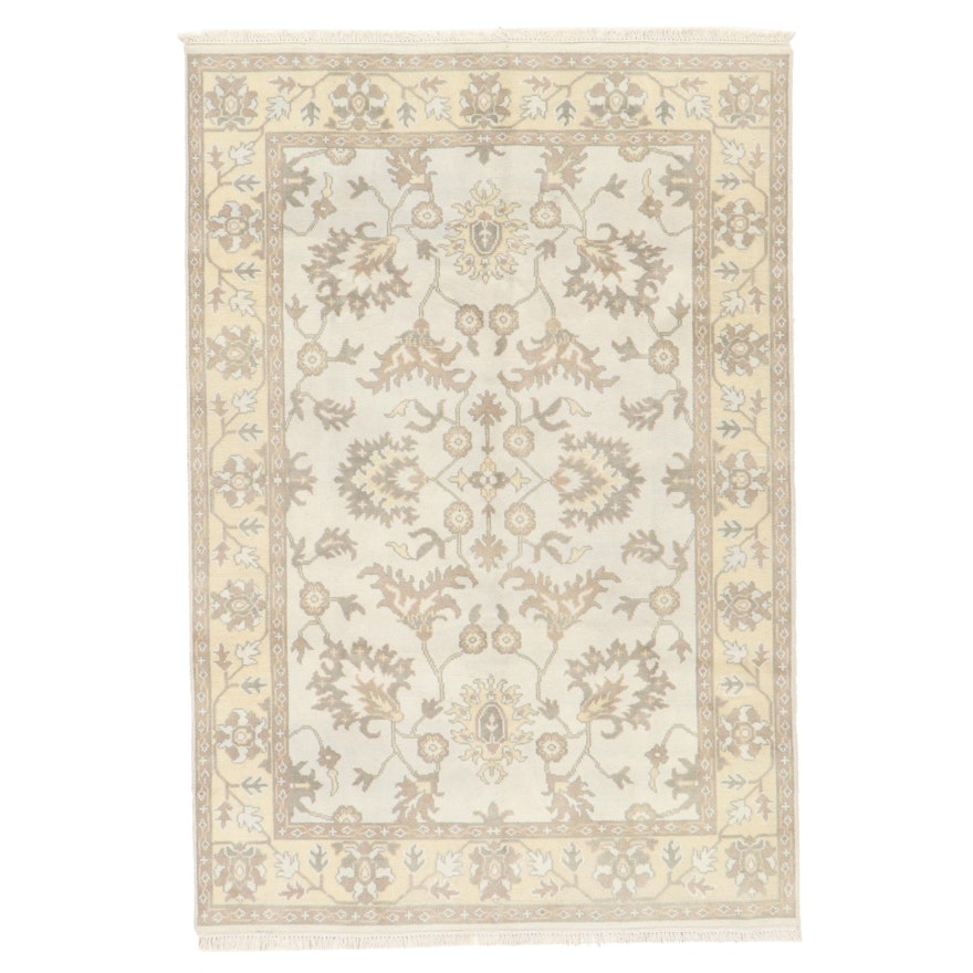 6' x 9'2 Hand-Knotted Indo-Turkish Oushak Area Rug