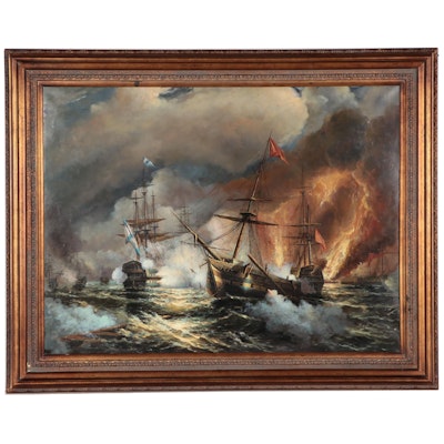 Oil Painting of Battle of the Sea, Circa 2000