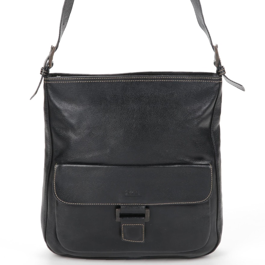 Longchamp Black Leather Shoulder Bag