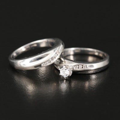 Sterling Cubic Zirconia and Diamond Ring Set