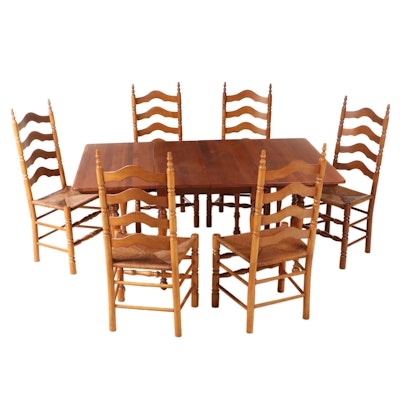 American Colonial Style Maple and Cherry Seven-Piece Dining Set