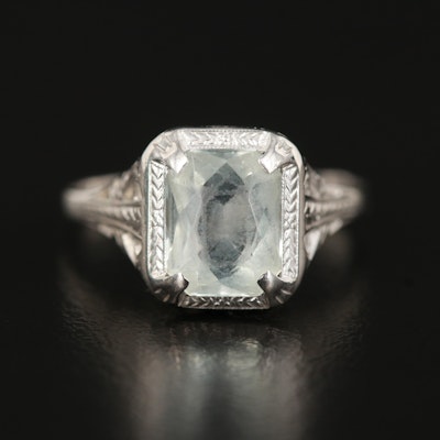 Art Deco 14K Aquamarine Ring