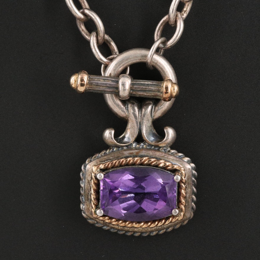 Sterling Amethyst Necklace with 14K Accents