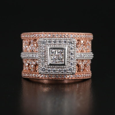 Sterling Cubic Zirconia Scrollwork Band