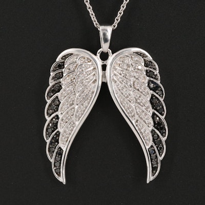 Sterling 0.51 CTW Diamond Wings Pendant Necklace
