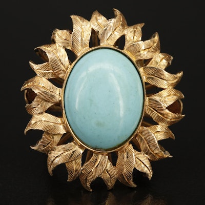 Vintage 18K Turquoise Flower Ring