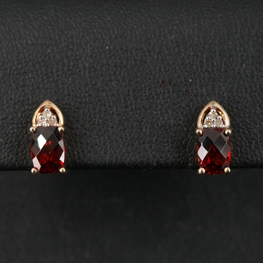 10K Garnet and Diamond Earrings