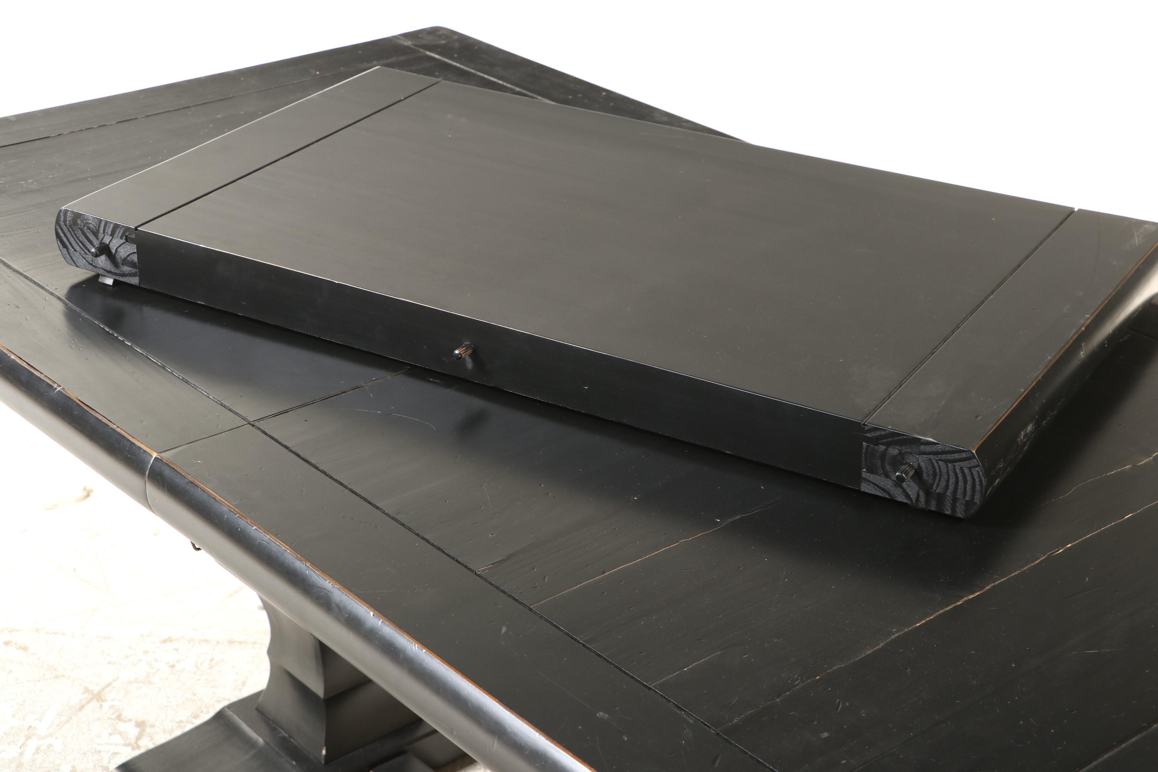 Ebonized Pine DoublePedestal Extension Dining Table EBTH