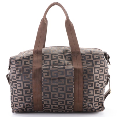 Givenchy Medium Travel Bag in Brown Logo Jacquard Fabric with Detachable Strap