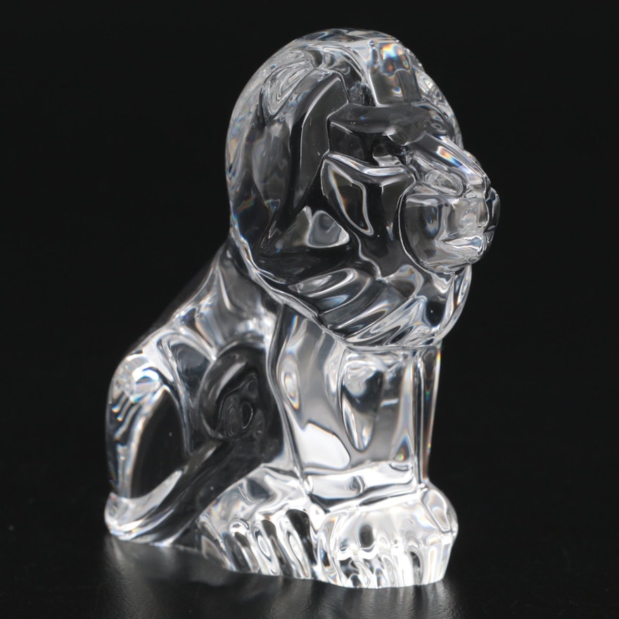 Steuben Art Glass Lion Figurine, circa 2003