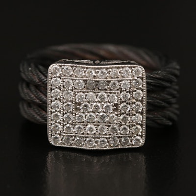 Charriol 18K 0.58 CTW Diamond Ring with Stainless Steel Cable Shank