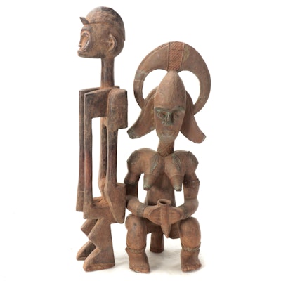 Senufo Inspired and Kota Inspired Carved Wood Figures, West and Central Africa