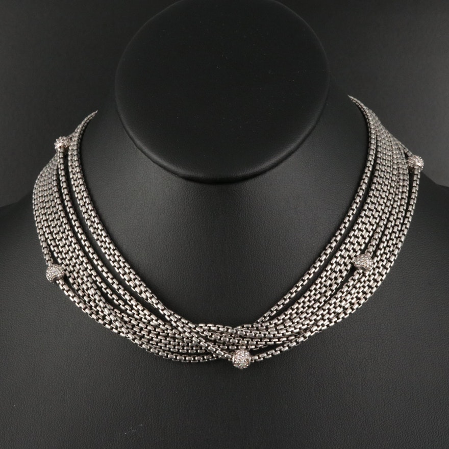 David Yurman Sterling Diamond Multi-Chain Necklace with 18K Accent
