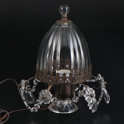 Clear Glass, Plastic and Metal Floral Themed Pendant Light