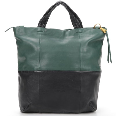 Christopher Kon Color-Blocked Leather Tote Bag with Detachable Shoulder Strap