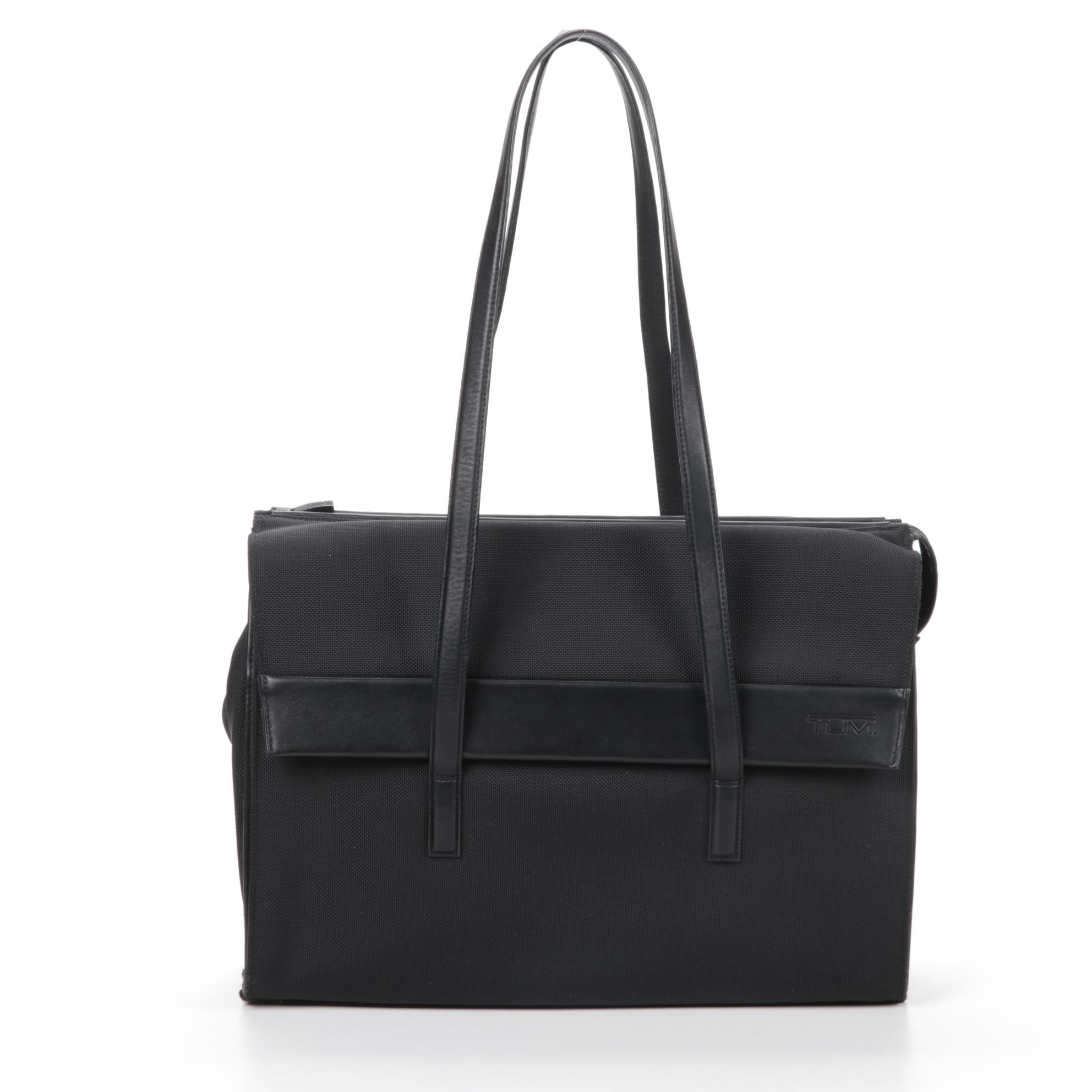 Tumi Black Nylon Briefcase with Leather Trim EBTH