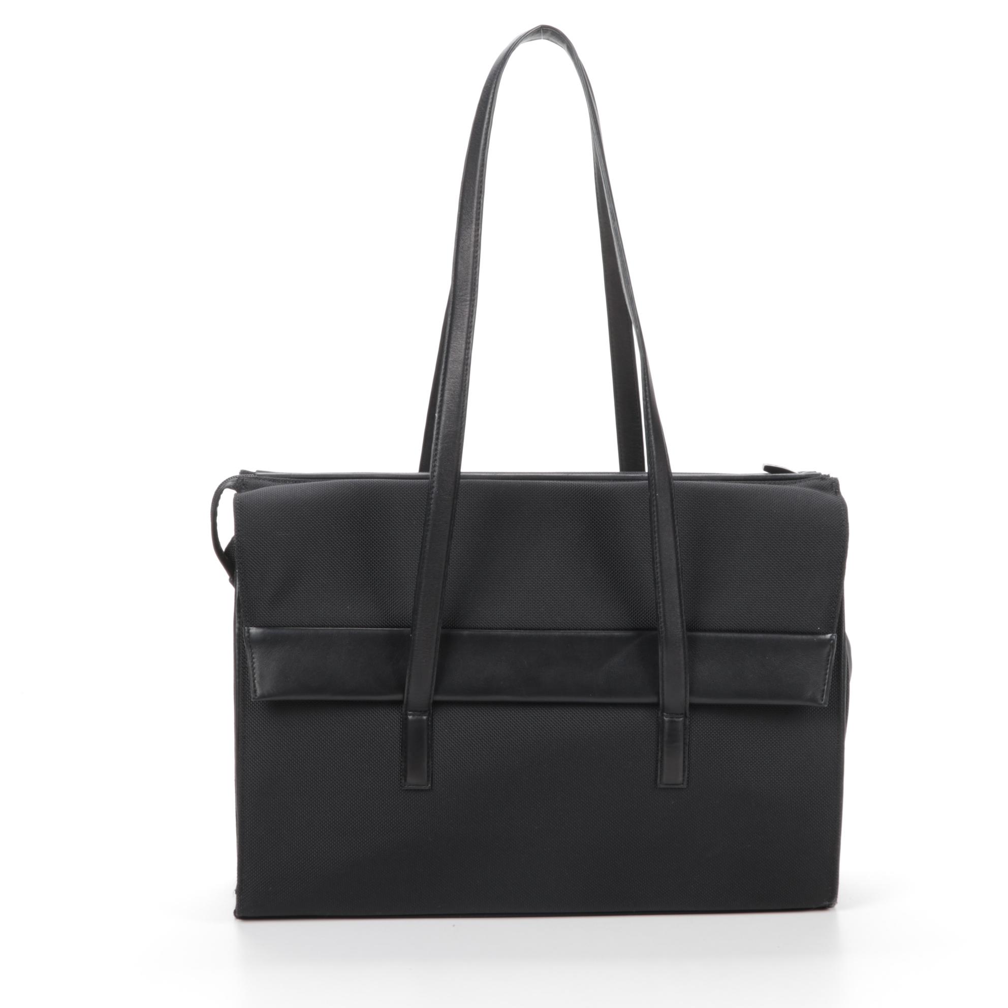 Tumi Black Nylon Briefcase with Leather Trim EBTH