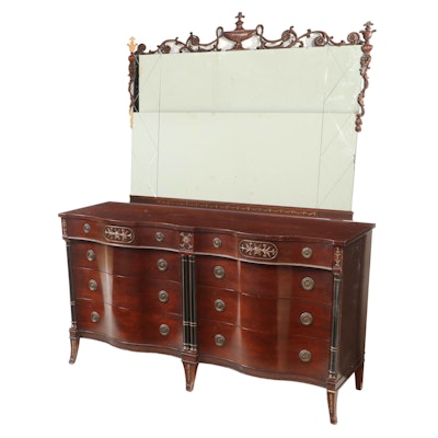 Regency Style Mahogany Dresser with Mirror, Mid-20th Century
