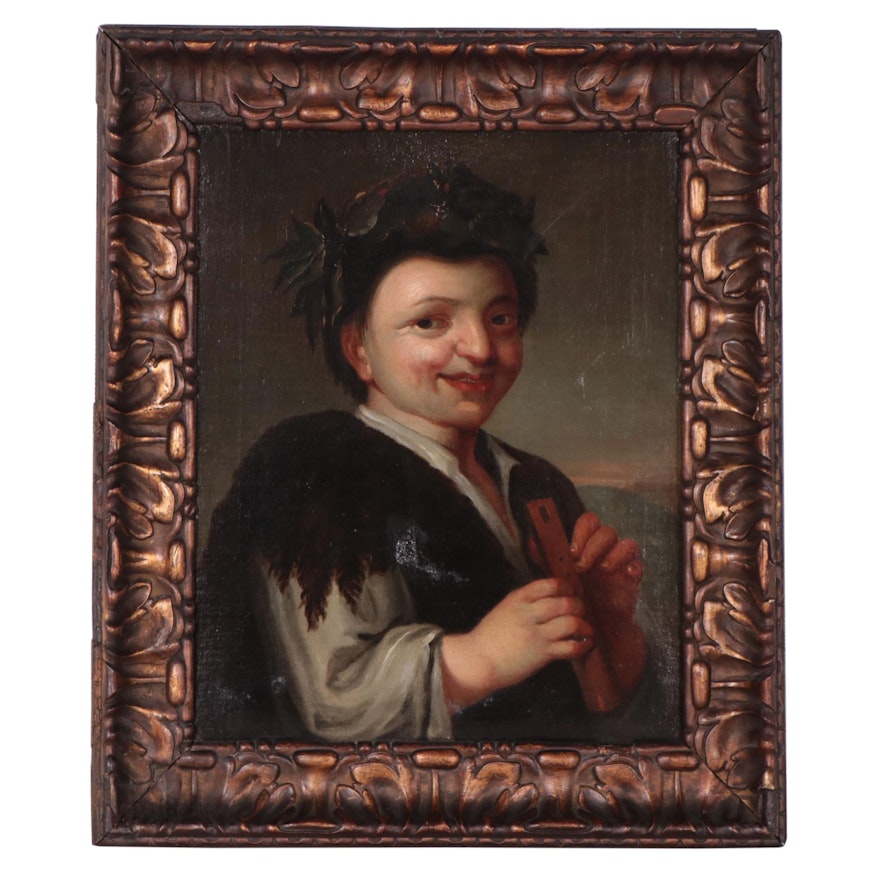 Oil Painting in the Style of Bartolomé Murillo "Shepherd Boy With a Flute"