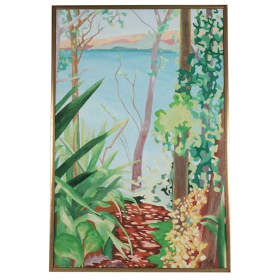 Carol Fox Weber Oil Painting of Coastal Forest, Mid-Late 20th Century