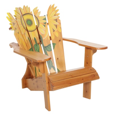 Bird Brain Sunflower Blooming Adirondack Chair, 21st Century