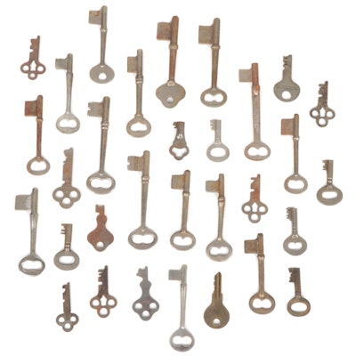 Metal Skeleton, Clock and Padlock Keys Including Blanks