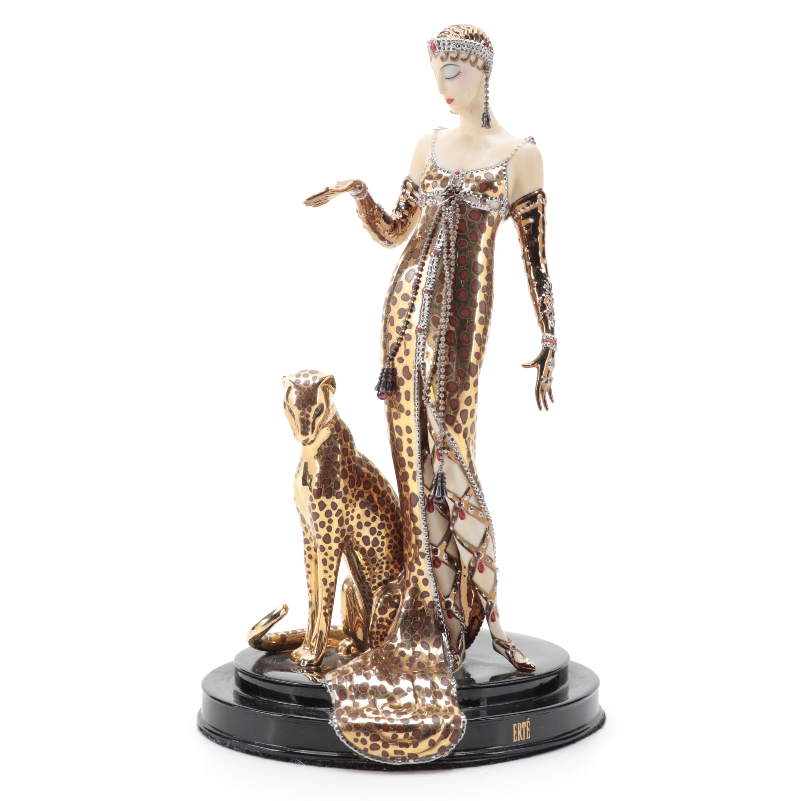 Franklin Mint House of Erté "Ocelot" Limited Edition Porcelain Figurine
