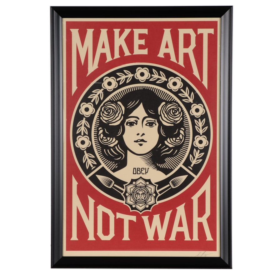 Shepard Fairey Offset Print "Make Art Not War," 2021