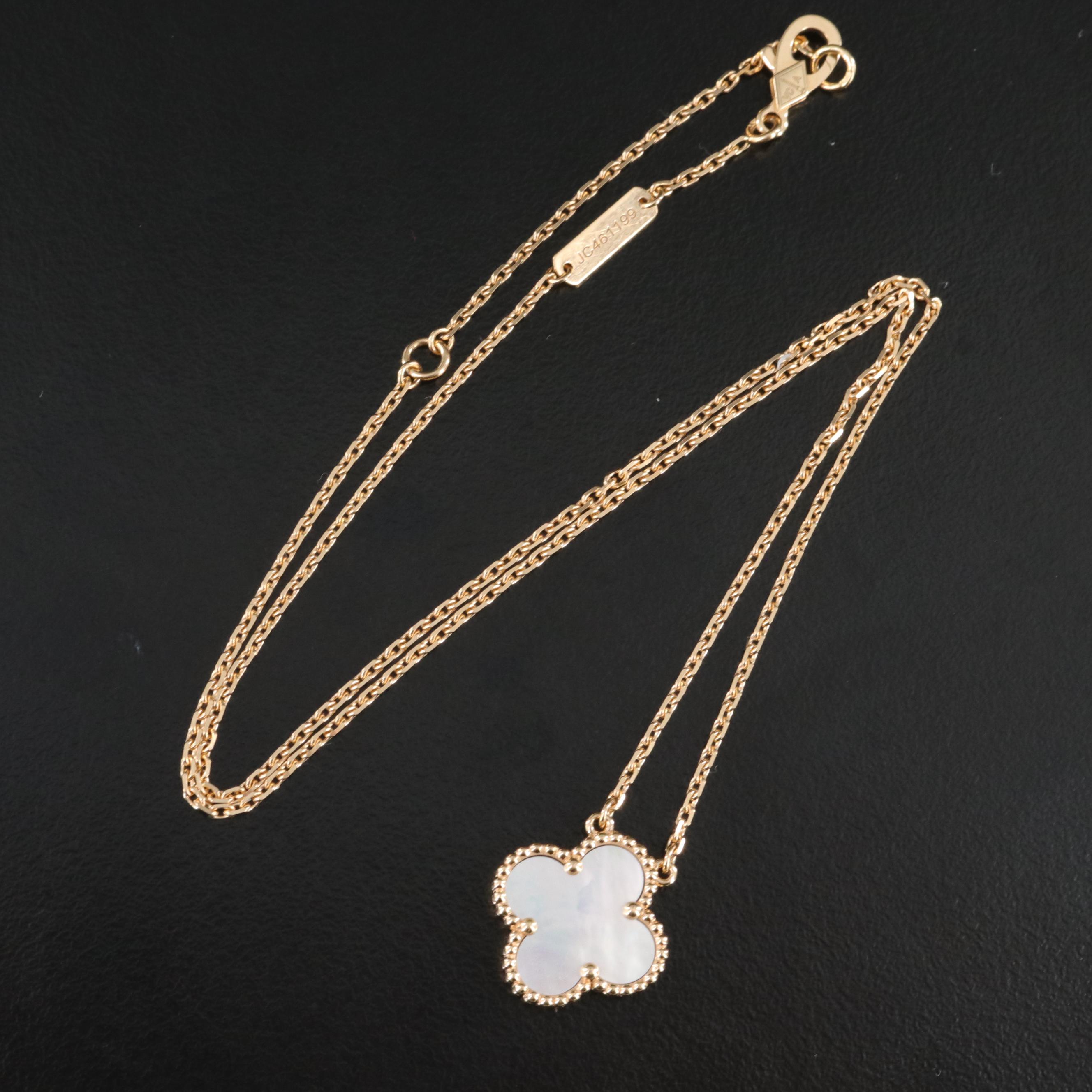 Van Cleef & Arpels "Alhambra" 18K Mother of Pearl Quatrefoil Necklace