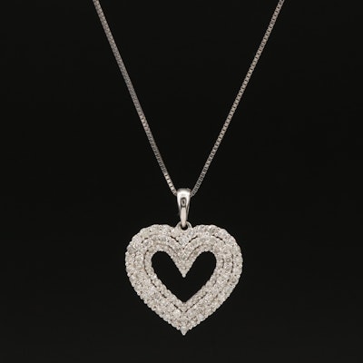 10K 1.04 CTW Heart Pendant on 14K Chain Necklace