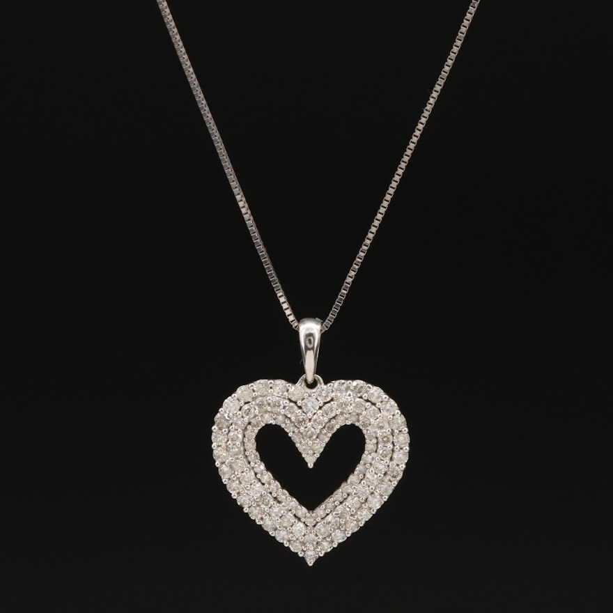 10K 1.04 CTW Heart Pendant on 14K Chain Necklace